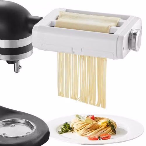 Rullo per sfogliatrice di pasta VEVOR in acciaio inox 3-in-1 con 8 livelli di spessore regolabile per impastatrice e robot da cucina commerciale, colore bianco