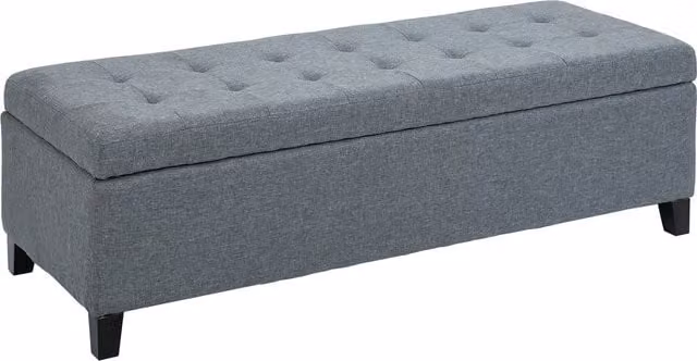 Panca contenitore HOMCOM grigia con finitura a bottoni, ideale per soggiorno, camera da letto o ingresso, L 125,1 x P 48,9 x H 41,3 cm – 1