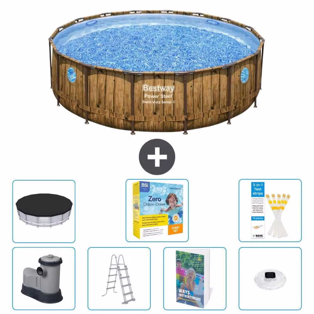 Bestway Power Steel, piscina rotonda - 488x122 cm - composta da 6 parti, modello S526