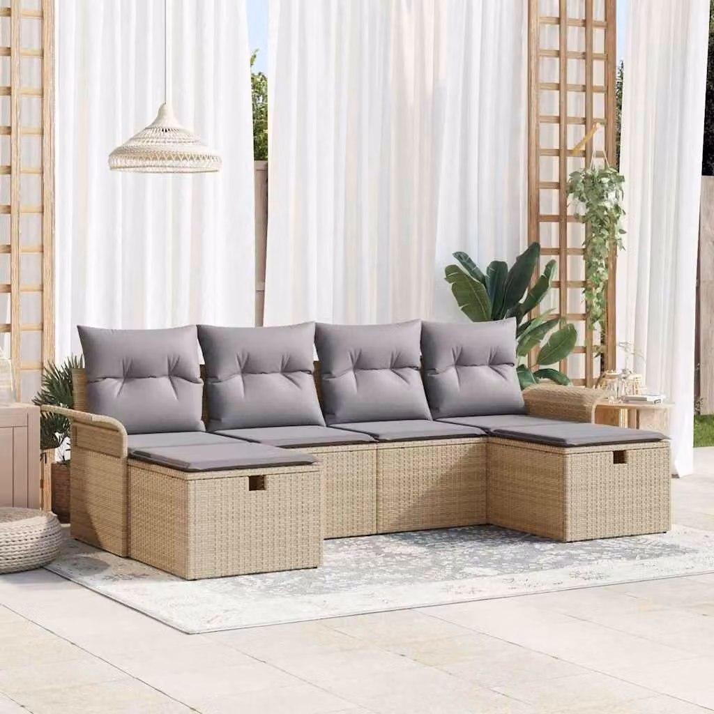 Maison Exclusive - Set da giardino con divano e 6 sedie, in rattan sintetico
