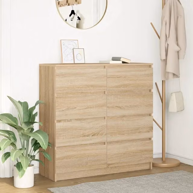 Credenza sospesa vidaXL in legno rovere color beige e marrone L: 100 cm, P: 35 cm, H: 99 cm