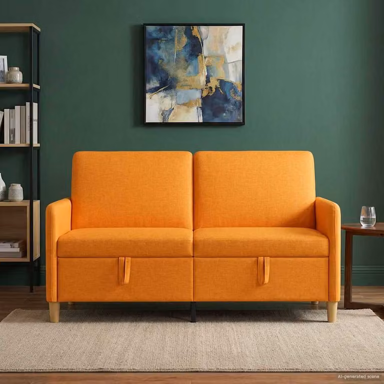 vidaXL Divano Moderno con Contenitore Giallo Arancio L/P/H: 152 x 78 x 87 cm