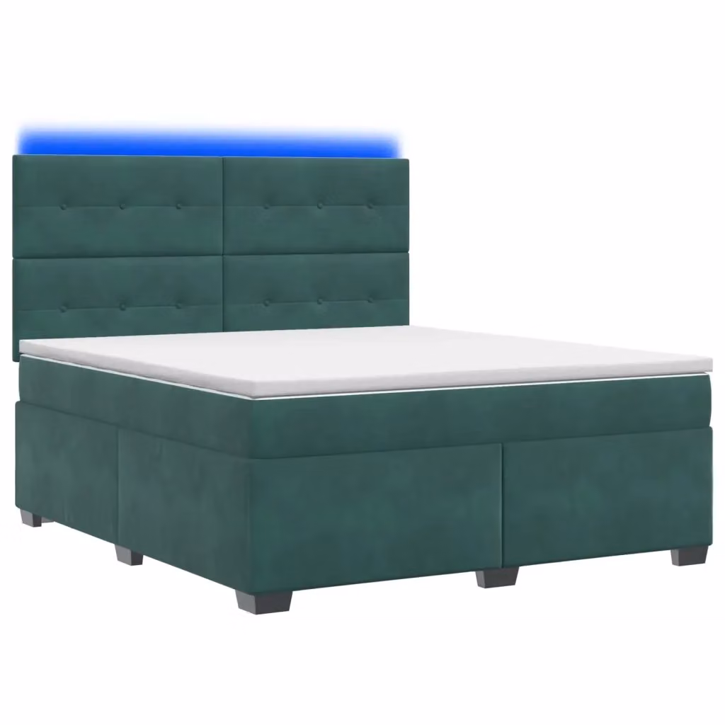 Letto box spring ibrido vidaXL in velluto verde con materasso a molle pocket e base contenitore L/P: 140 x 190 cm – 2
