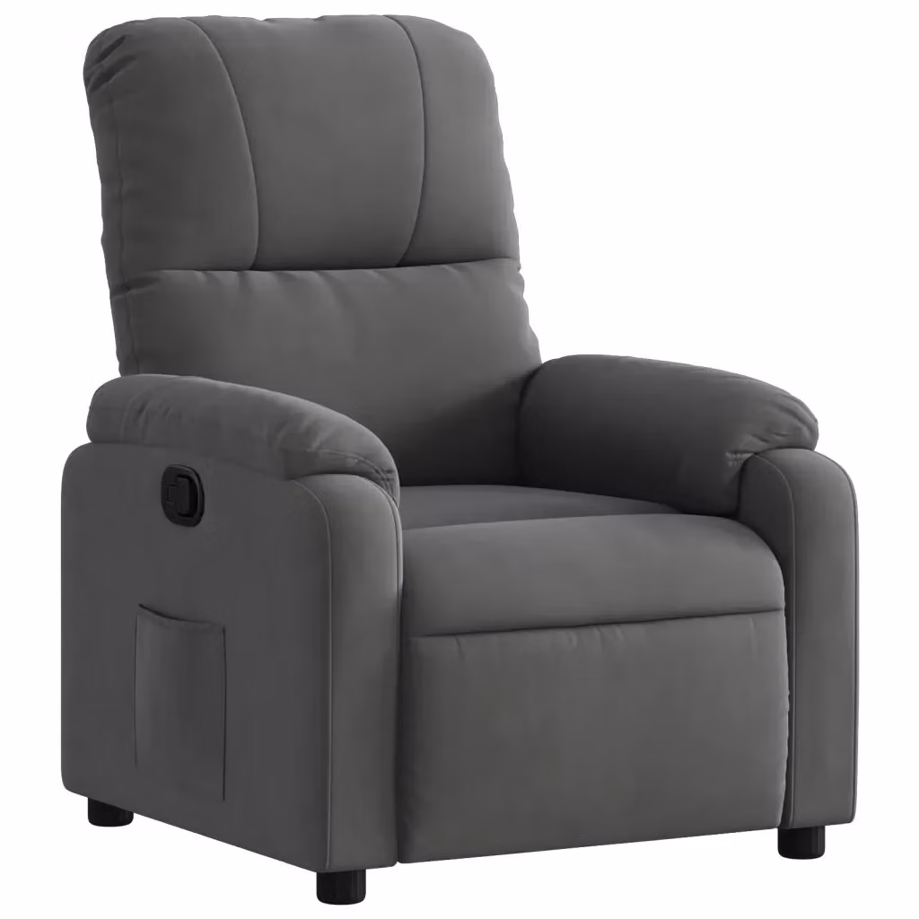 Poltrona Reclinabile Relax vidaXL in Microfibra Grigia con Braccioli e Regolazione Manuale – 2