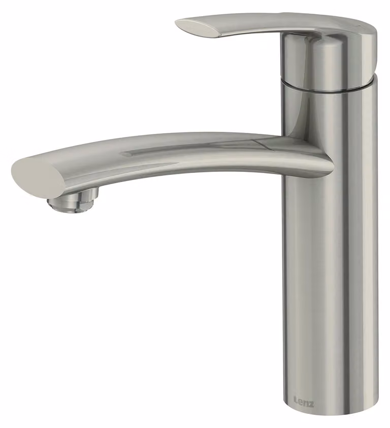 Miscelatore per lavabo, monocomando, finitura nichel opaco, ottone, 1 pezzo