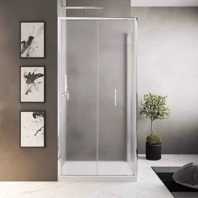 Box doccia slim 70x100cm con apertura a libro e parete fissa profili cromati e vetro 6mm opaco h190| Portofino
