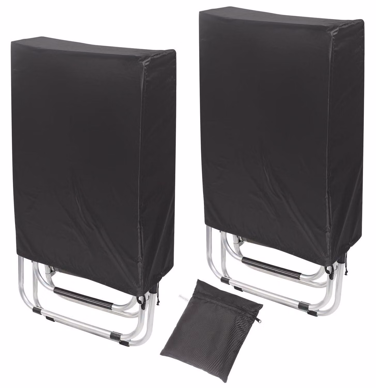 Copertura protettiva per sedie pieghevoli, confezione da 2, in tessuto Oxford 420D, impermeabile, resistente al vento, con protezione UV, dimensioni 71x110x20/34 cm, colore nero