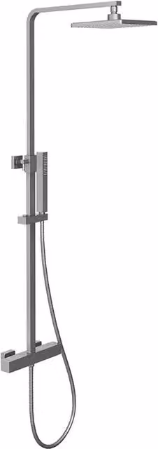 Colonna doccia rigida Parama con soffione e doccetta in acciaio inox, finitura cromata, H: 150 cm, L: 20 cm, P: 20 cm