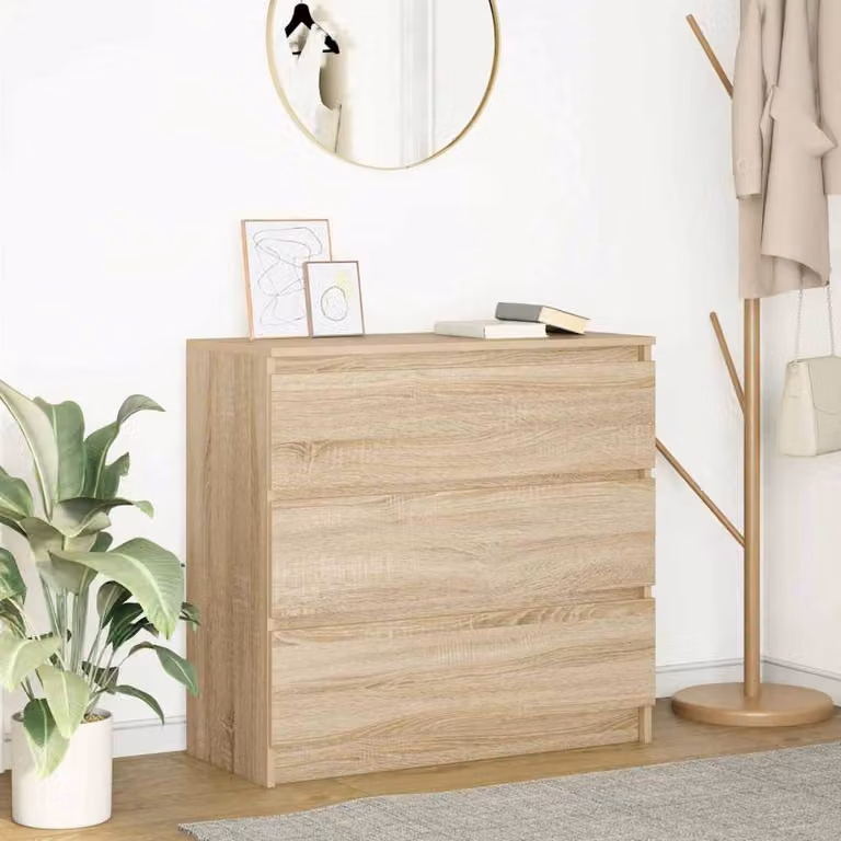 Credenza vidaXL in Rovere Sonoma e Legno Multistrato, Colore Marrone/Beige, L 80 cm x P 35 cm x H 76 cm