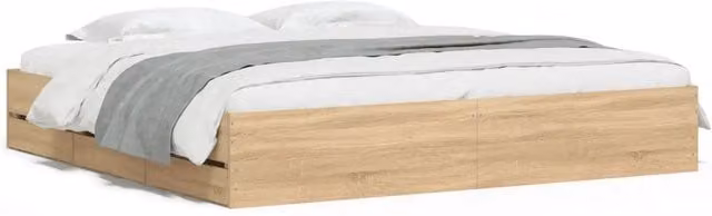 Letto matrimoniale | Letto per adulti | Giroletto Cassetti Rovere Sonoma 180x200 cm Legno Multistrato