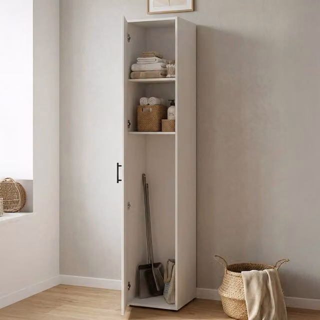 Armadio Multiuso Crucoli con 1 Anta e 2 Ripiani, Bianco, L/P/H: 40 x 40 x 206 cm