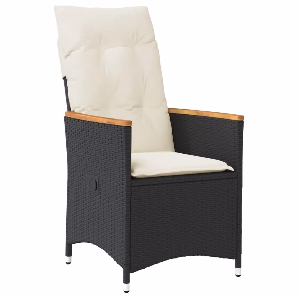 Set di 2 sedie da giardino reclinabili vidaXL in legno di acacia oliato con cuscini nero e bianco – 2