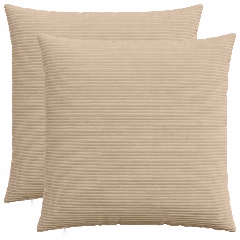 Set di 2 federe vidaXL HEERLEN in velluto a coste, colore tortora, 60 x 60 cm