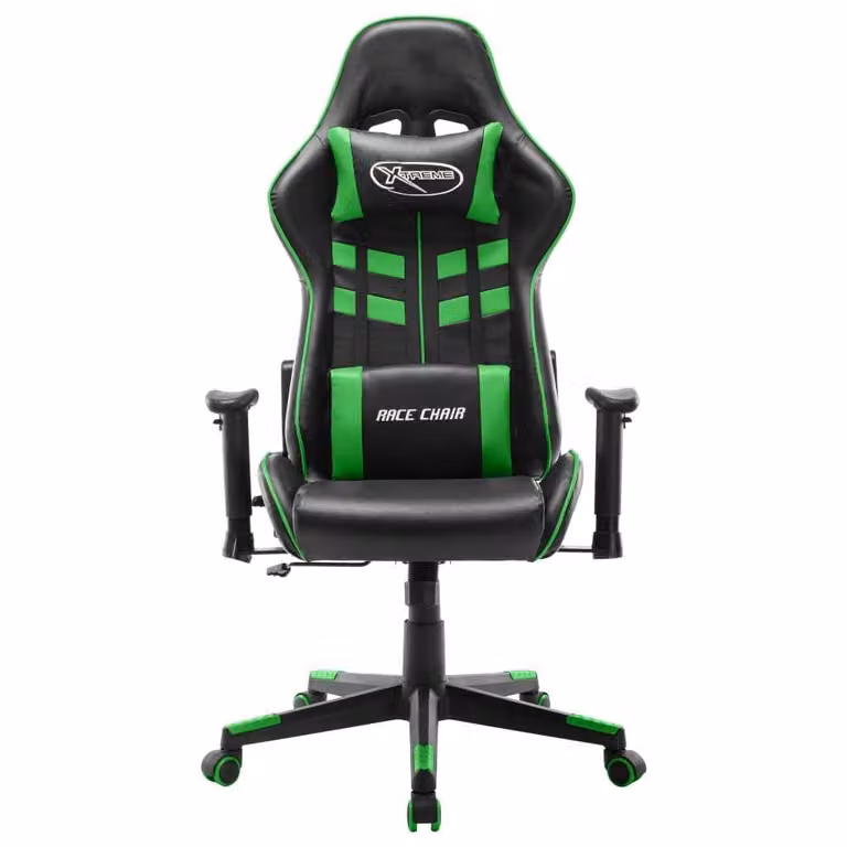 Sedia da Gaming Nera e Verde in Pelle finta