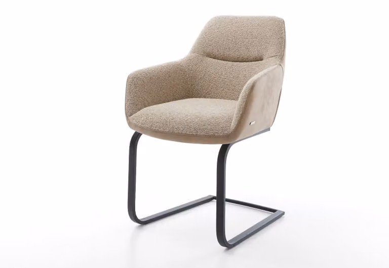 DELIFE Sedia a dondolo Pejo-Flex, mix di materiali, colore: marrone, sedia a dondolo bassa, colore: nero, con molle insacchettate
