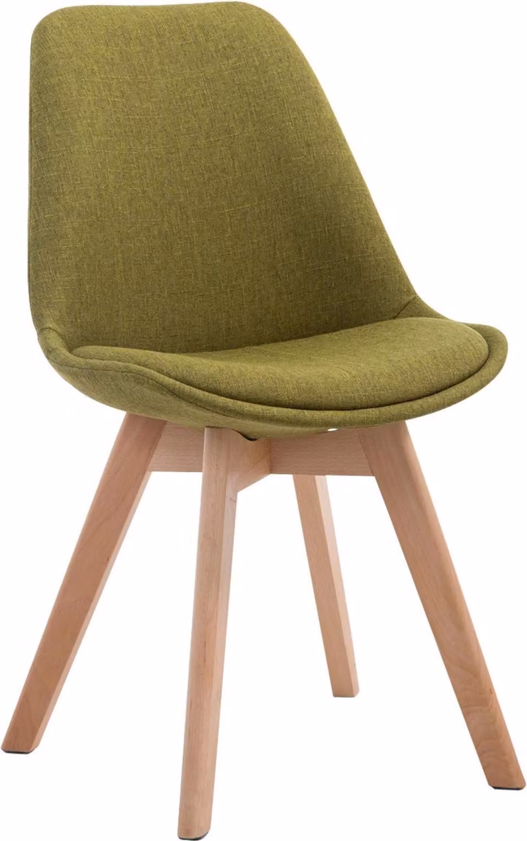 Sedia da pranzo con rivestimento in tessuto - Sedia per visitatori - Seduta confortevole - Struttura in legno di faggio | Colore: Verde | Colore abbigliamento: Naturale