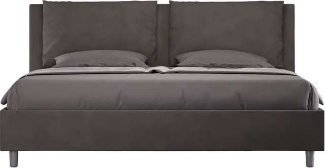 BS COM Letto senza rete imbottito 180x190 microfibra grigio
