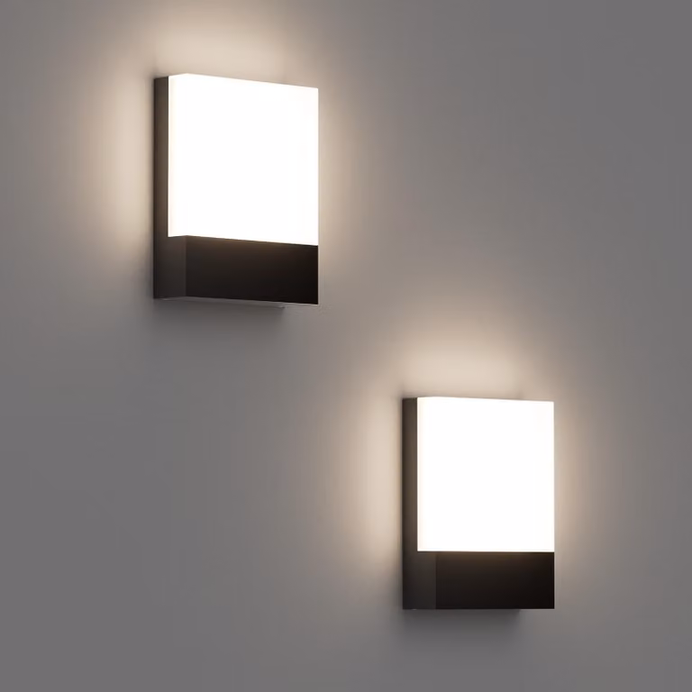 Lampada da parete esterna a LED, set da 2, 24 W, grado di protezione IP65, alluminio, colore nero, 1500 lumen