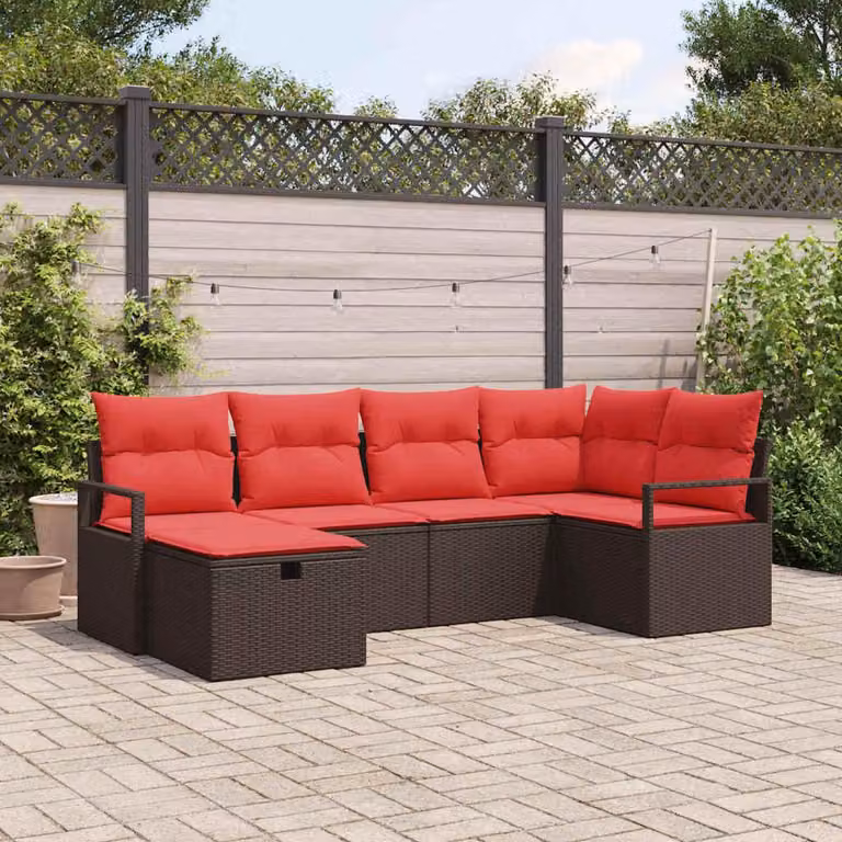 Maison Exclusive - Set da giardino con divano a 6 posti, color marrone, in rattan sintetico