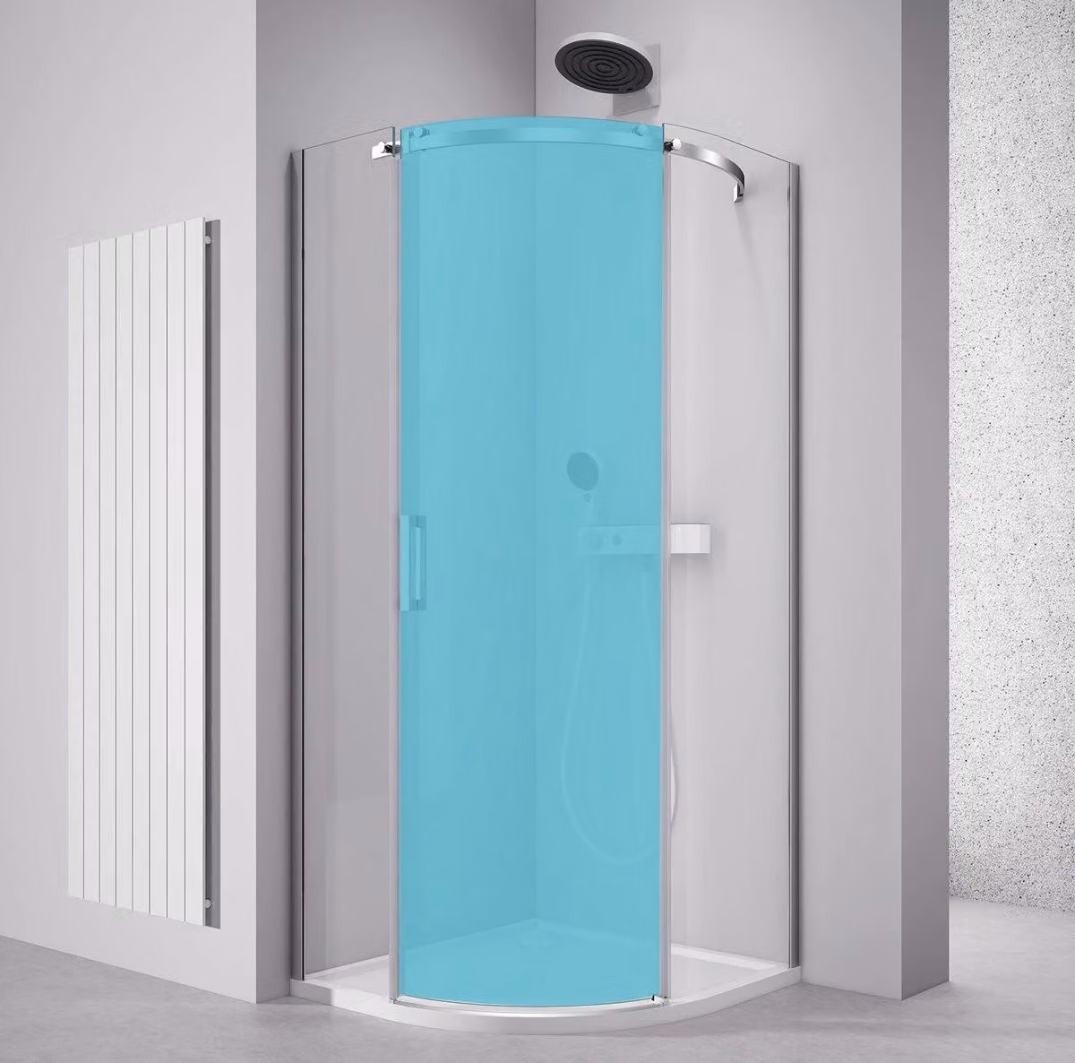 Polysan THRON KOMPONENT, paravento angolare per doccia, 900x900 mm, vetro trasparente, versione destra - TL2690BR