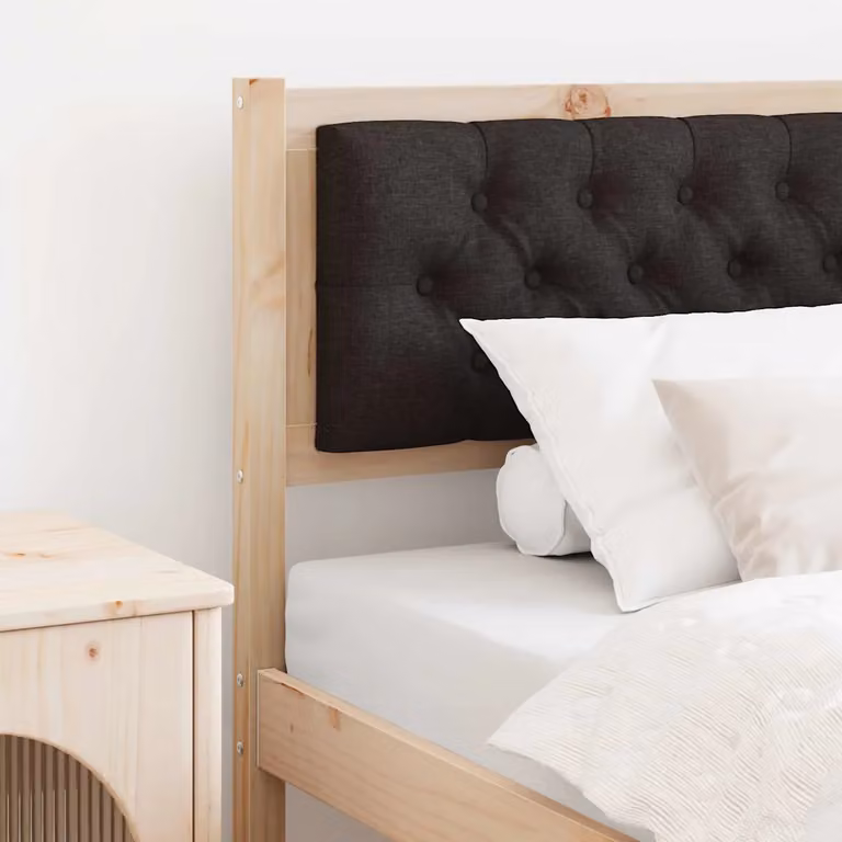 Testiera per letto moderna vidaXL in legno di pino massello, colore marrone e nero, larghezza: 90 cm