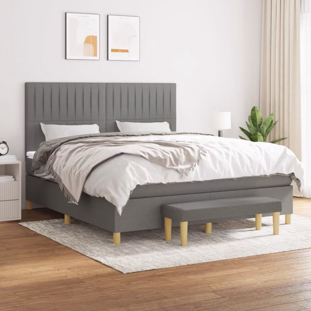 Maison Exclusive - Giroletto a Molle con Materasso Grigio Scuro 180x200 cm Tessuto