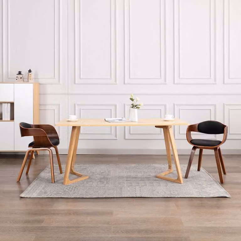 Set di 2 sedie da pranzo moderne vidaXL in legno e similpelle nera