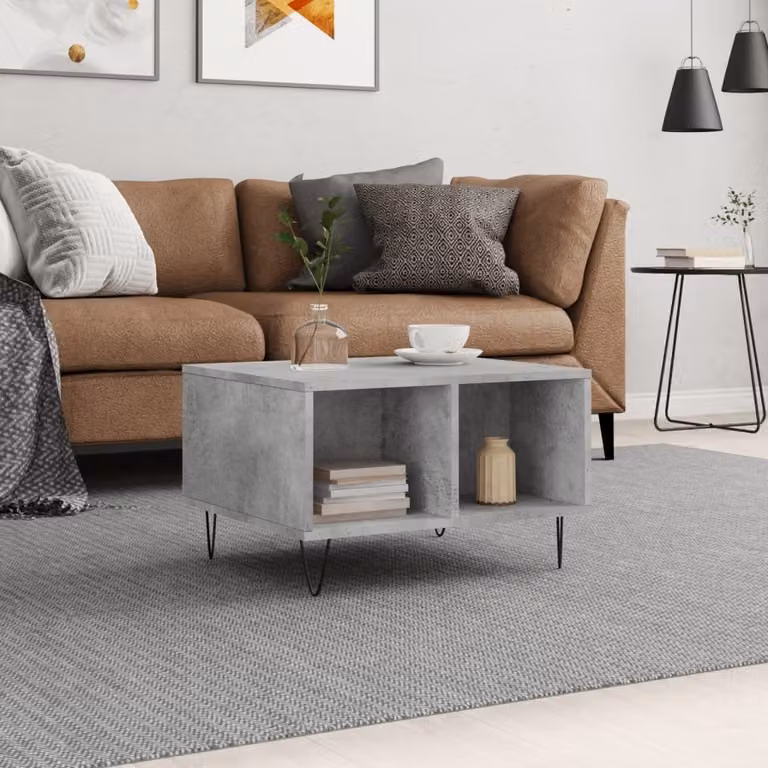 Maison Exclusive - Tavolino grigio cemento 60x50x36,5 cm Materiale ligneo