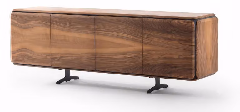 Credenza moderna Braun, design elegante e lussuoso, in legno. Mobile contenitore basso, stile classico