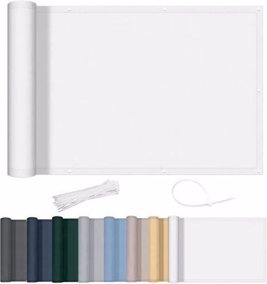 Schermo impermeabile per balcone, dimensioni 500x100 cm, con elementi trasparenti per garantire la massima privacy e protezione dai raggi UV, ideale per balconi o terrazze