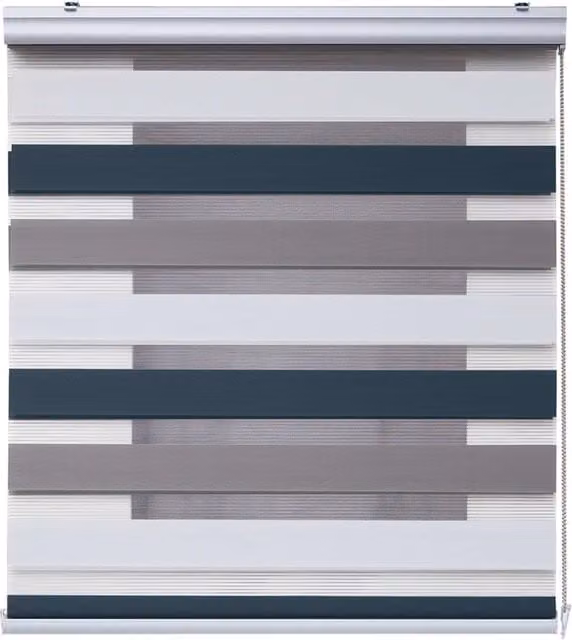 Tenda a Rullo Giorno e Notte Premium Storesdeco a Righe, Colori Bianco, Beige e Grigio, L: 200 cm x H: 250 cm