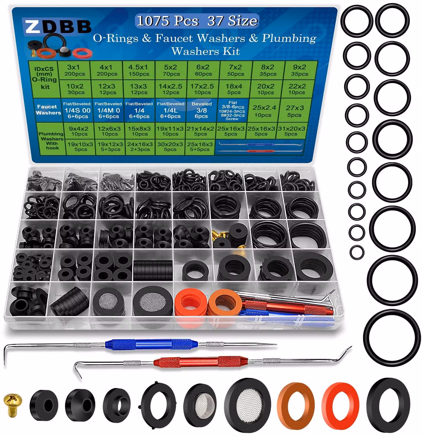 Solidchoice - Kit universale per la riparazione di guarnizioni, con 1075 componenti