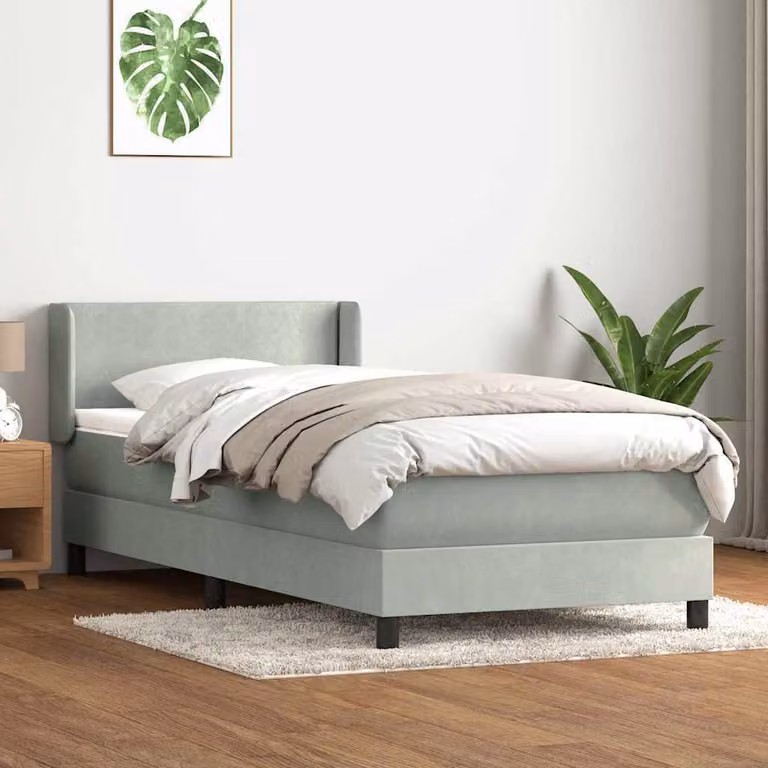 Maison Exclusive - Giroletto a Molle con Materasso Grigio Chiaro 90x220 cm Velluto