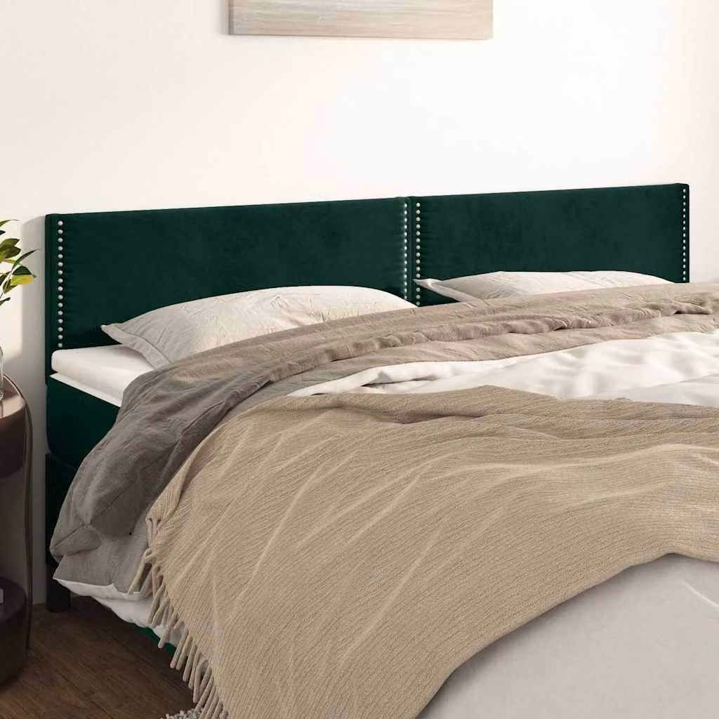 Testiera per letto vidaXL in velluto verde scuro, L: 200 cm, P: 5 cm, H: 78-88 cm