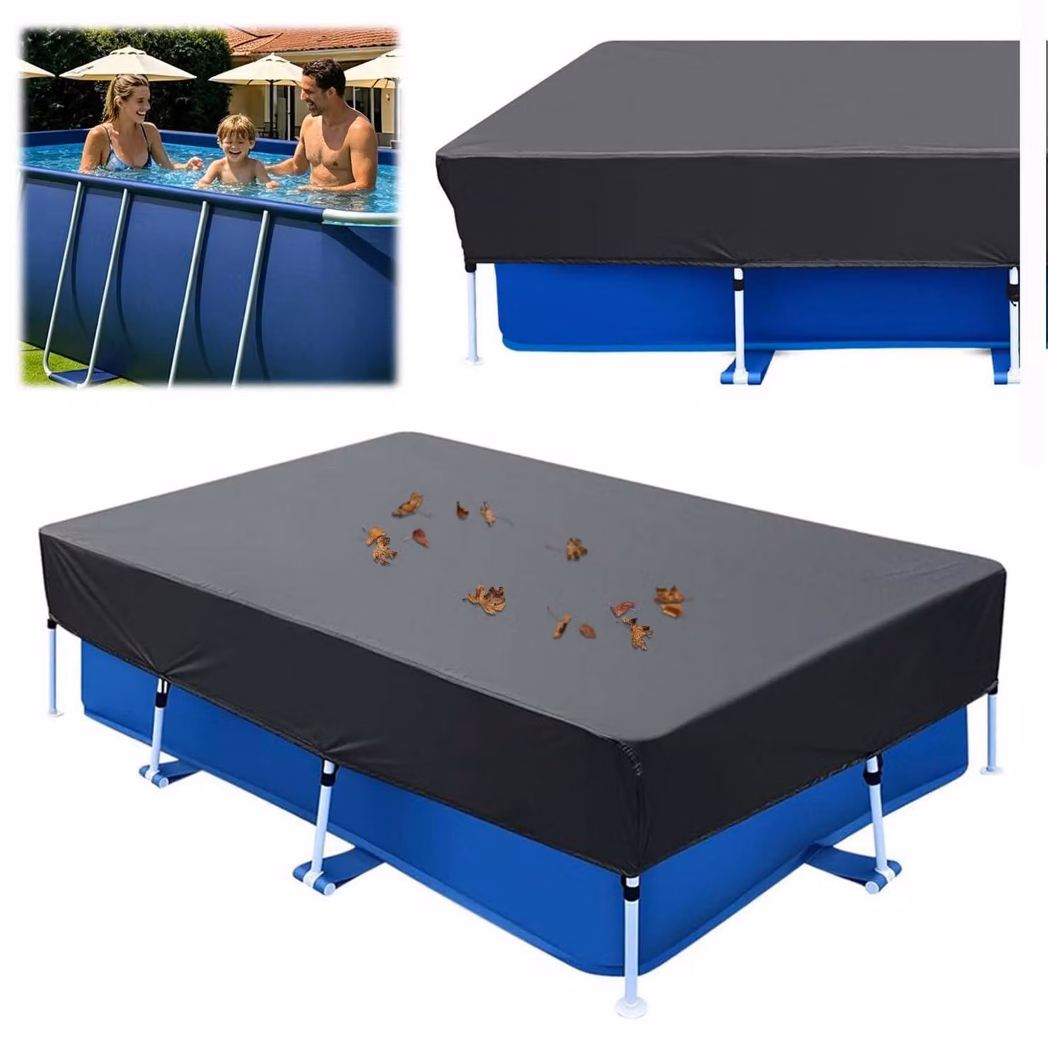 Copertura per piscina, rettangolare, 225 x 150 cm, resistente ai raggi UV, antipolvere