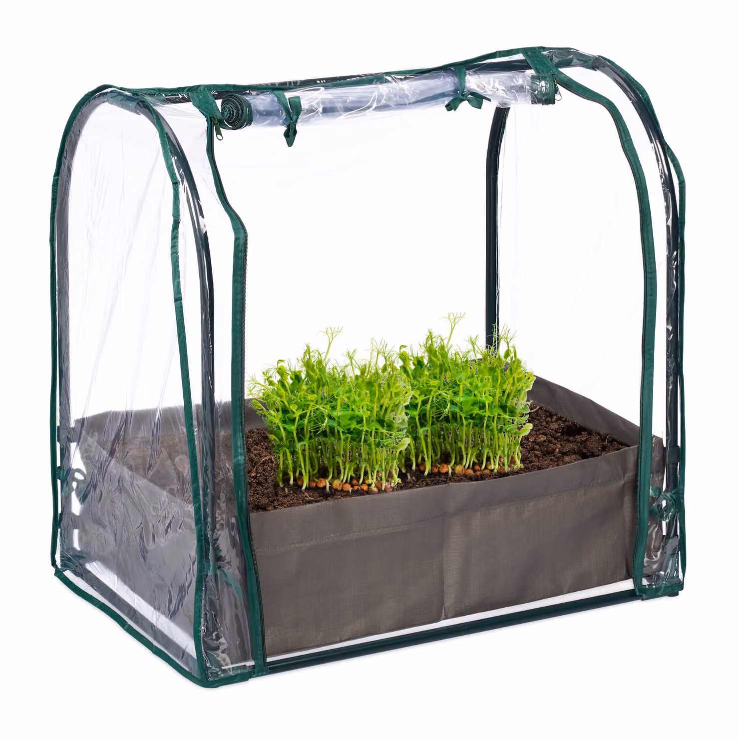Relaxdays Serra da semina, sacco per piantine, HBT: 70x68x50 cm, telo in PVC, acciaio, sportello con cerniera, coltivazione, verde/trasparente
