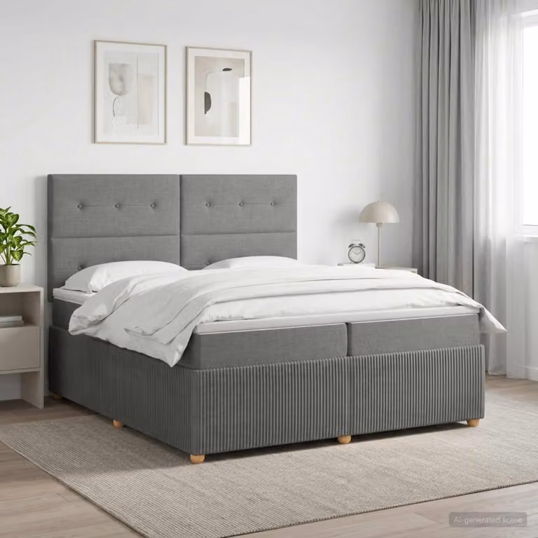 vidaXL Letto box spring con materasso a molle insacchettate Grigio Scuro 200 x 200 cm