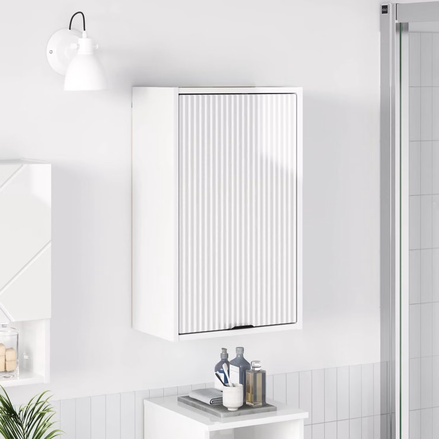 Mobile da bagno moderno vidaXL bianco lucido L: 39 cm, P: 23,5 cm, H: 65 cm