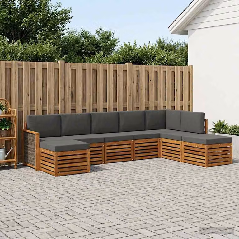 Set di divani da esterno vidaXL 6 pz in legno di acacia con cuscini beige e antracite per giardino e terrazza