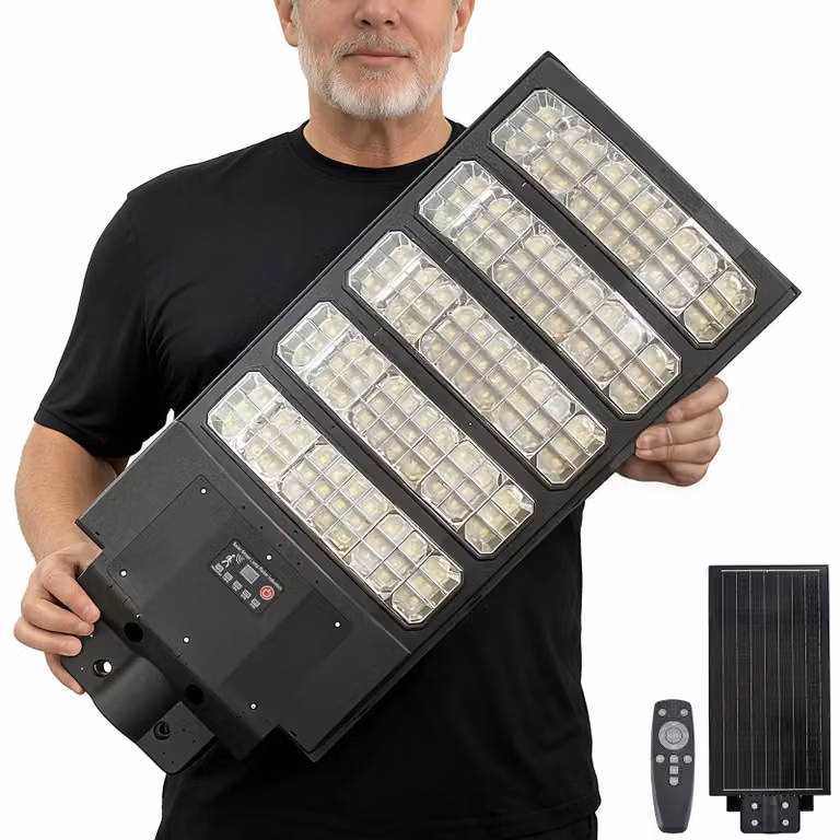 Lampione solare da esterno, 8500K, 520.000 lumen, con 320 LED e sensore di movimento