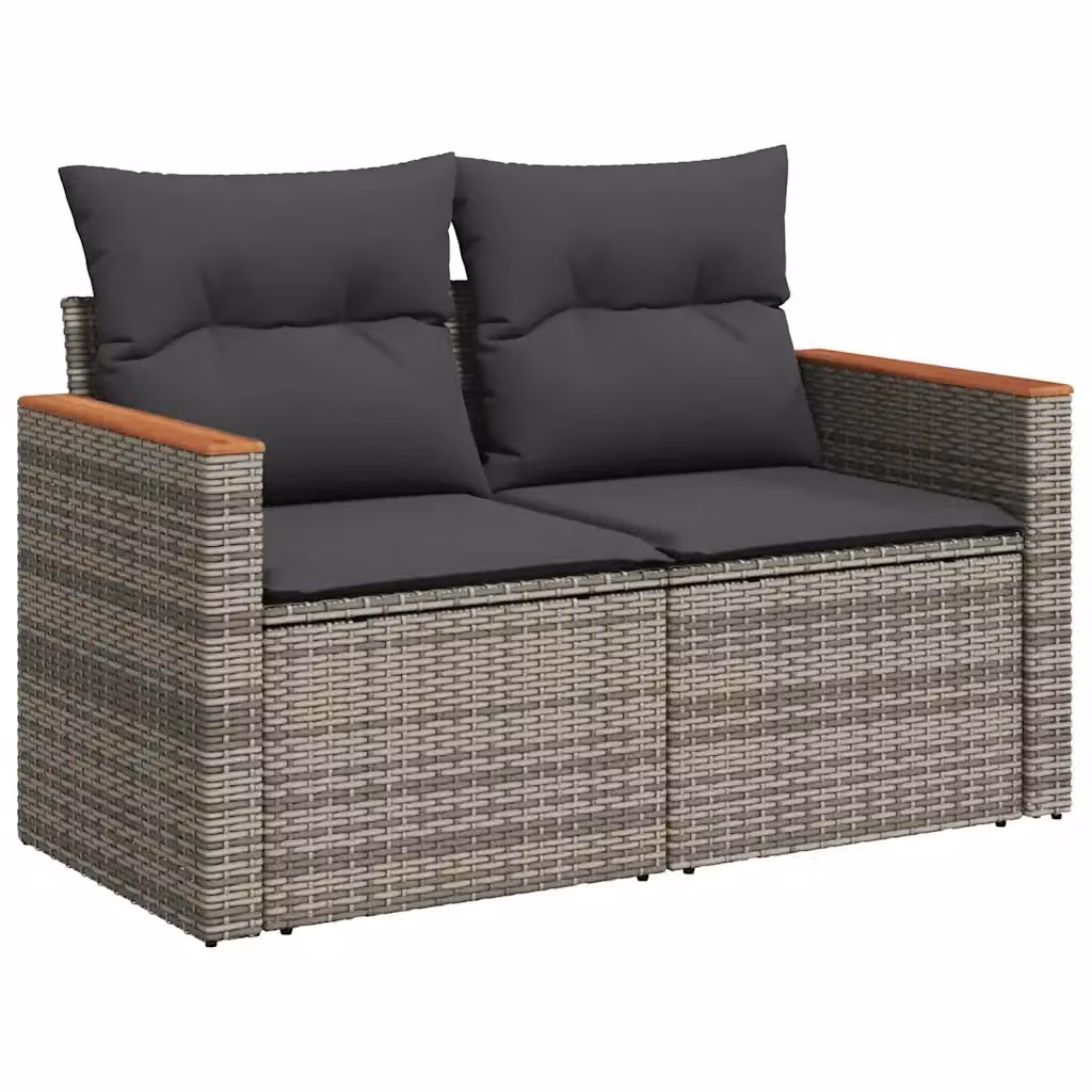 Divano da giardino a 2 posti Design Mania in polyrattan grigio con cuscini imbottiti e rivestimenti rimovibili – 2
