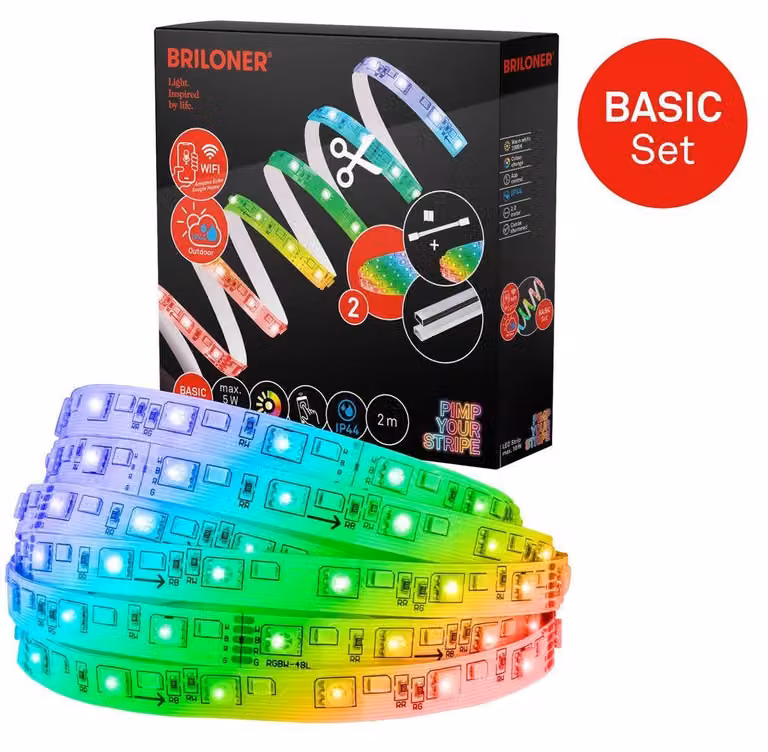 Pimp Your Stripe Set iniziale LED Strip 2 m, IP44 per esterni, WiFi, RGB+W