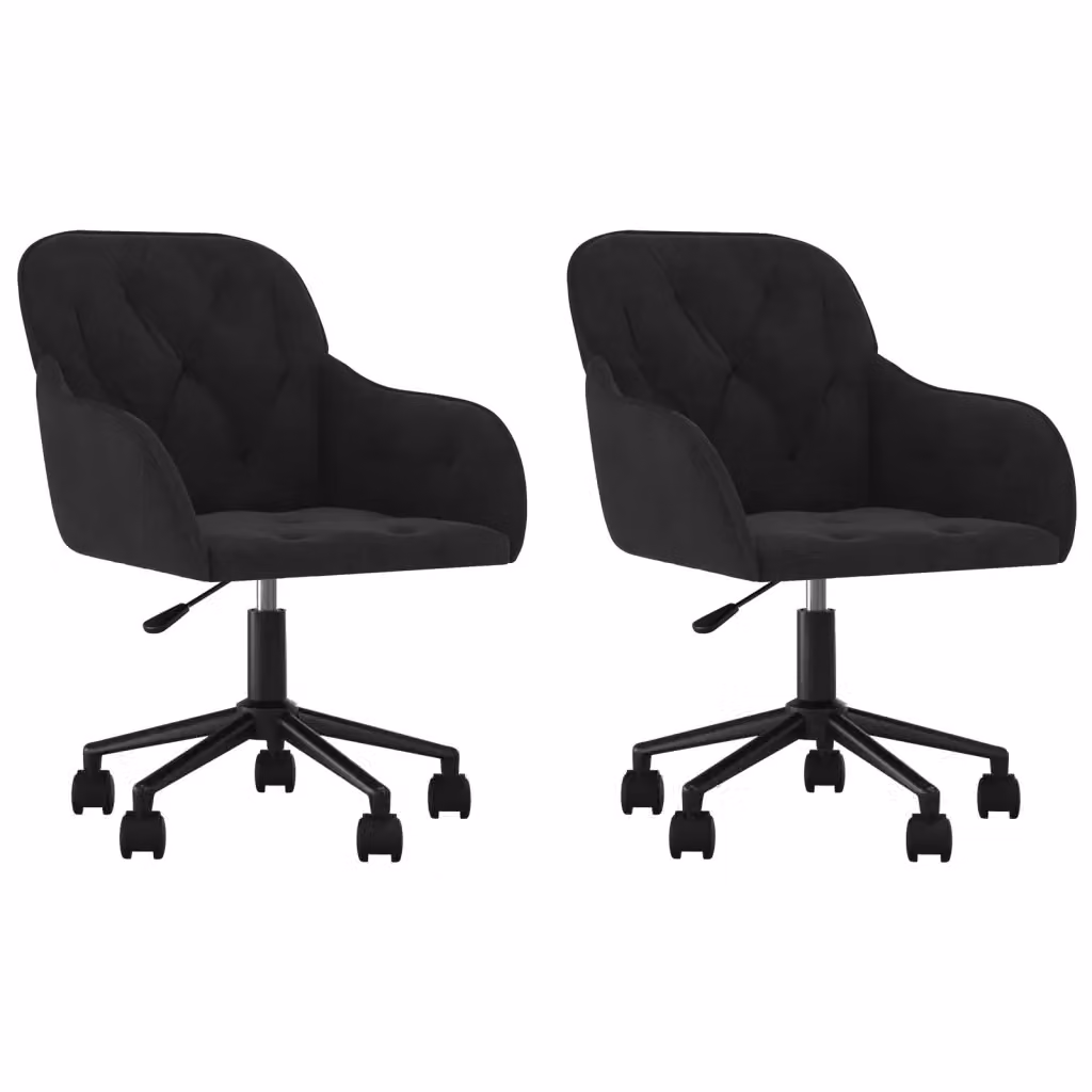 Set di 2 sedie da pranzo girevoli vidaXL in velluto nero con ruote – 2