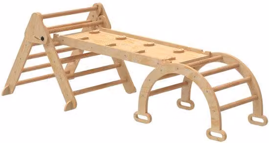 Struttura gioco multifunzione per bambini piccoli - Realizzata in legno - Include scivolo, scala a triangolo - Adatta per interni ed esterni