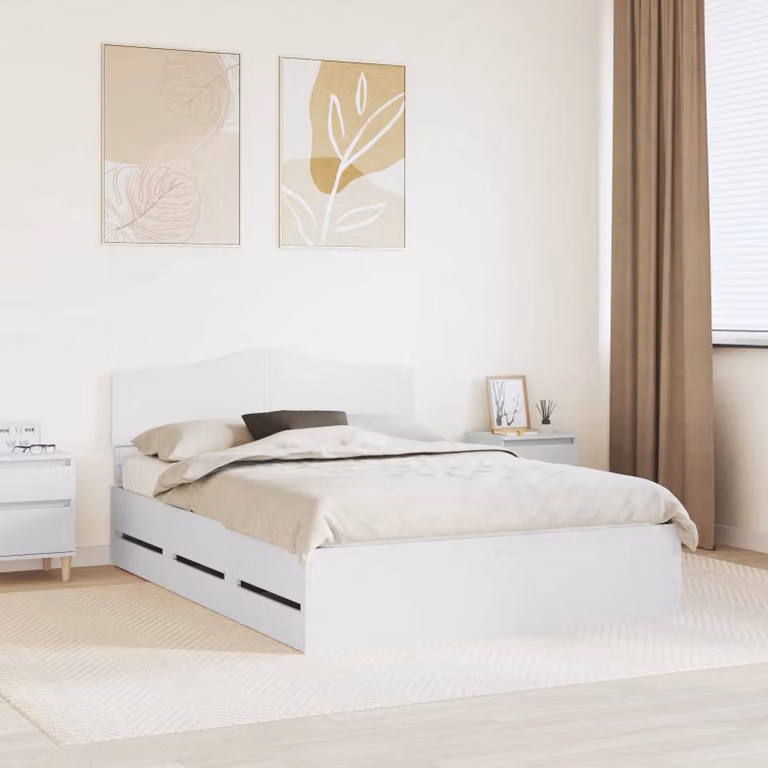 Struttura del letto moderna vidaXL in legno ingegnerizzato bianco con cassetti L/P/H: 160 x 200 x 90 cm