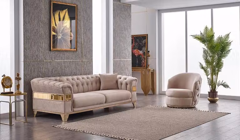 Design Luxus Möbel 2tlg Sofagarnitur Set 3+1 Sitzer Komplett Wohnzimmer