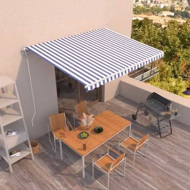 Tenda da Sole Retrattile Automatica 400x350 cm Blu e Bianca 3068986
