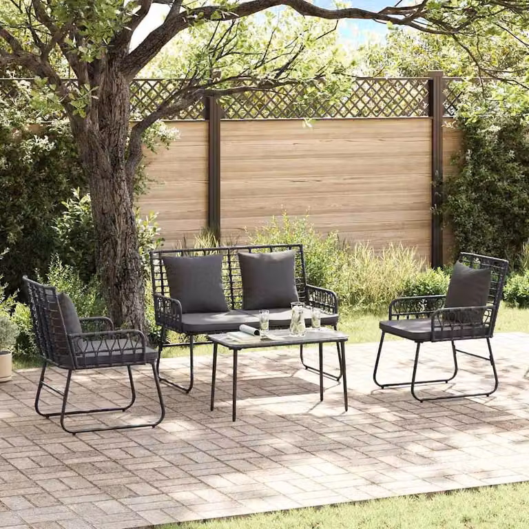 Maison Exclusive - Set da giardino per esterni, composto da 3 pezzi, in rattan sintetico nero e antracite