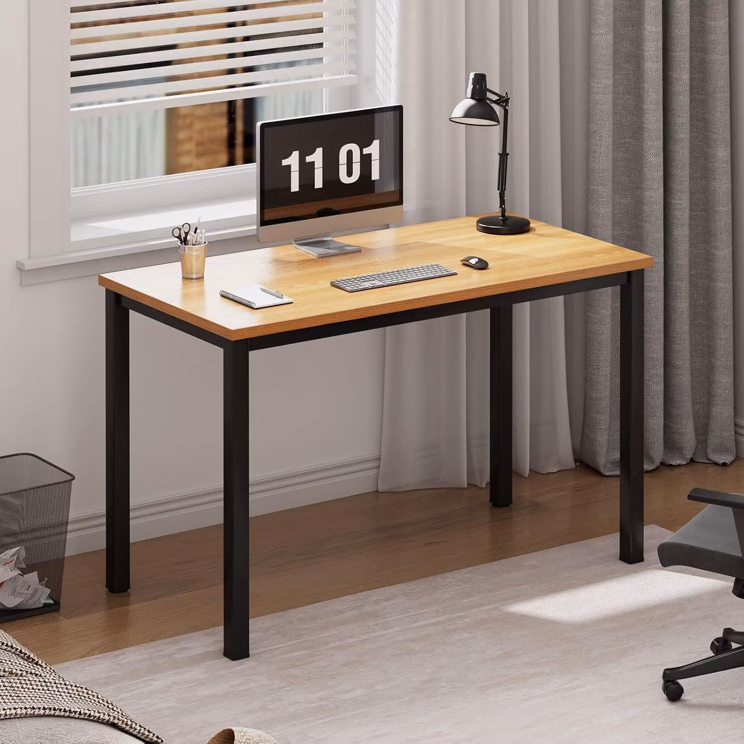 Scrivania per PC 80x40x75 cm workstation per ufficio piano in legno nero