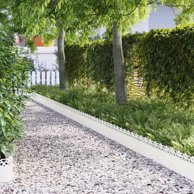Bordure per prato 20 pcs Bianco 103 x 0,05 x 22 cm Acciaio